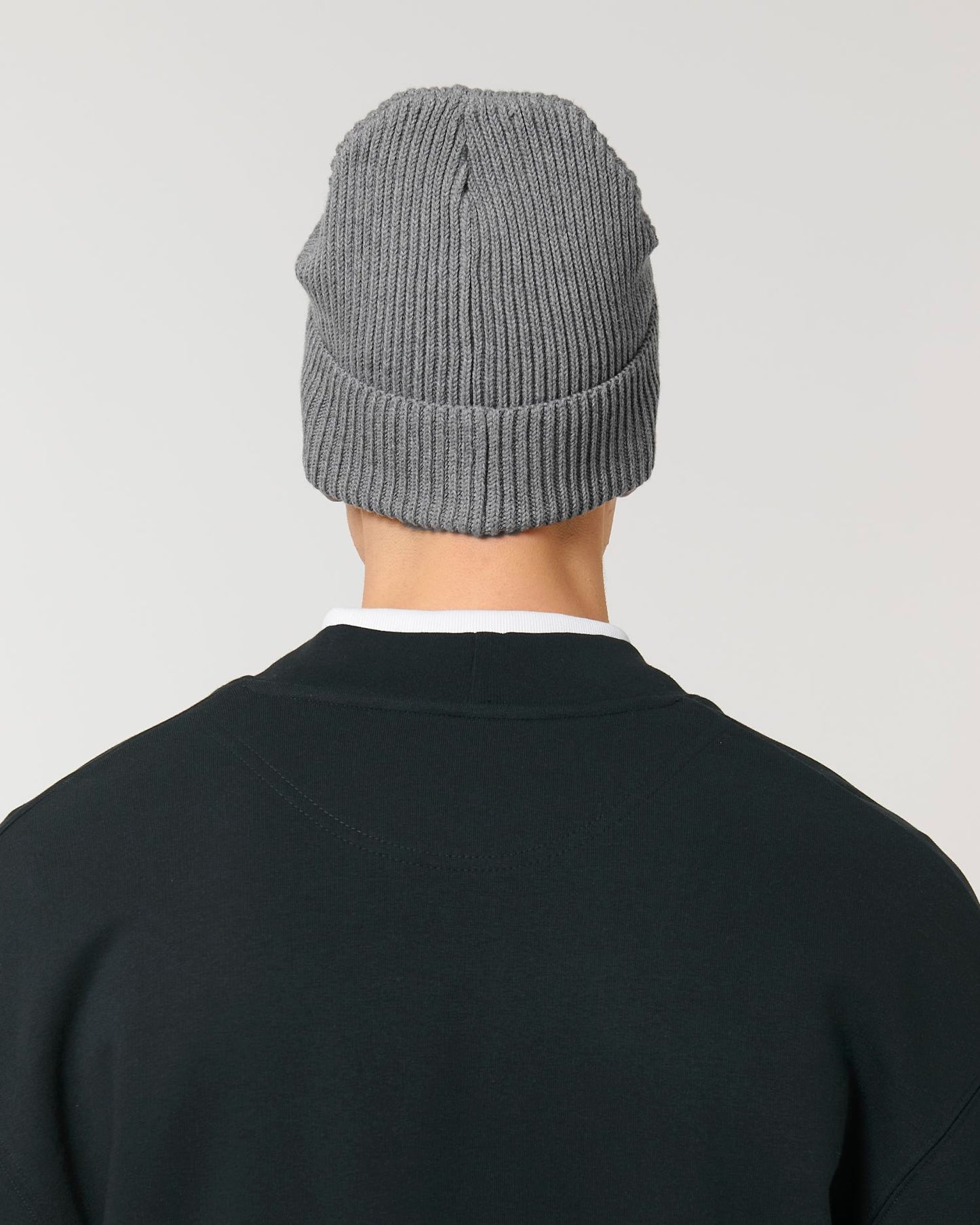 Fisherman Beanie - Mid Heather Grey - Rückseite