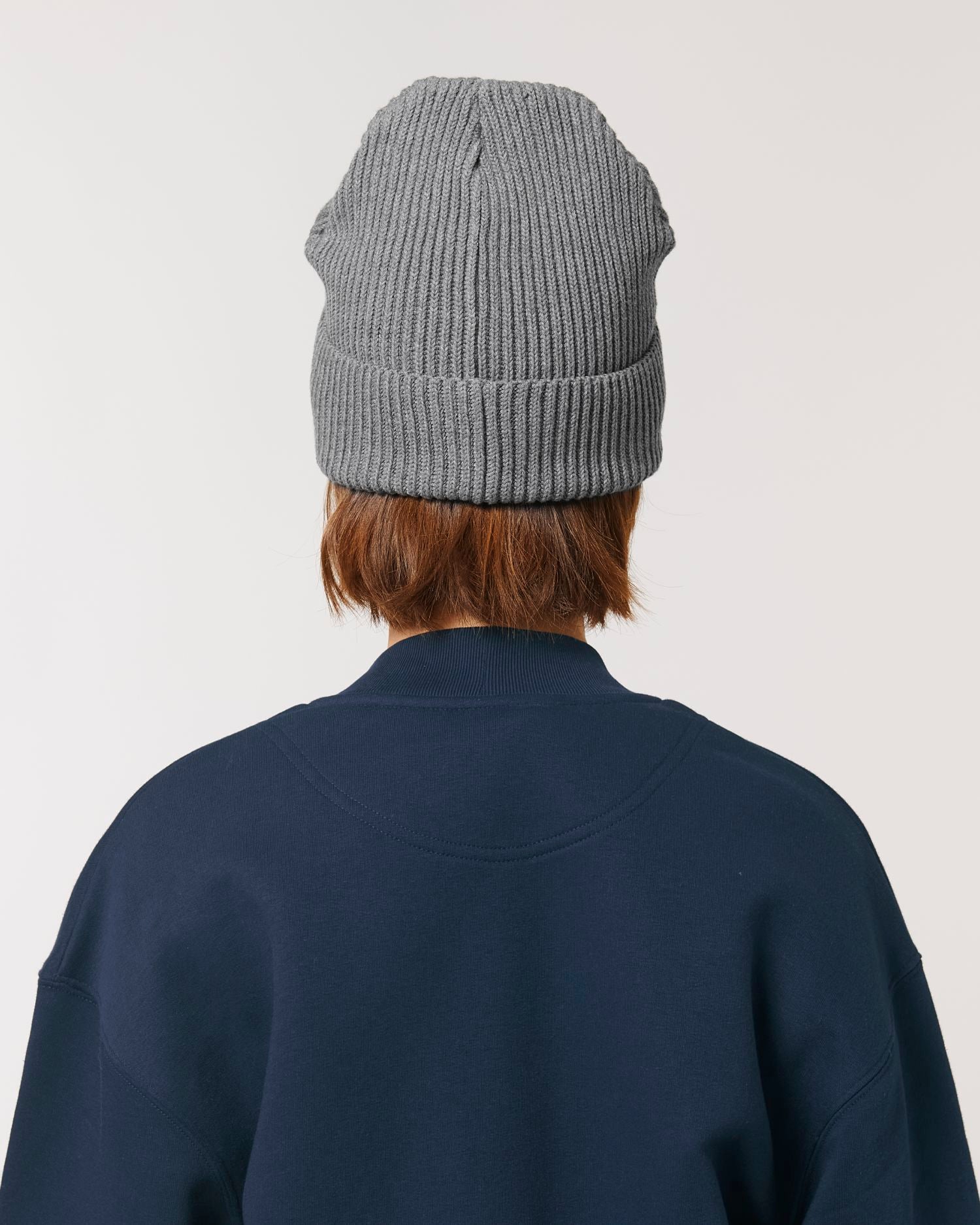Fisherman Beanie - Mid Heather Grey - Rückseite