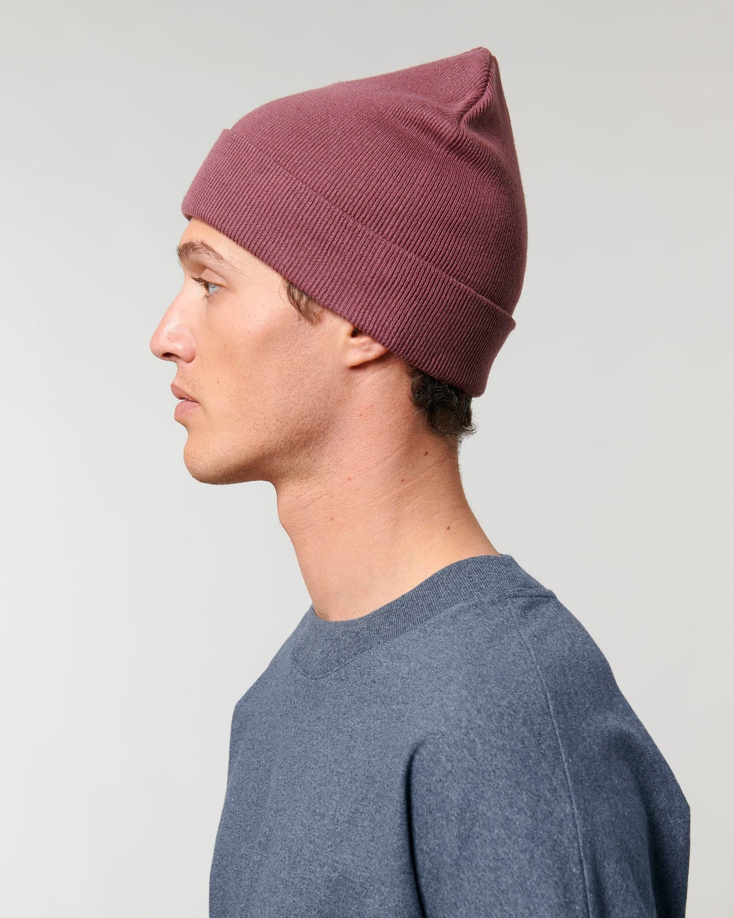 Rib Beanie - Hibiscus Rose - Vorderseite Detail