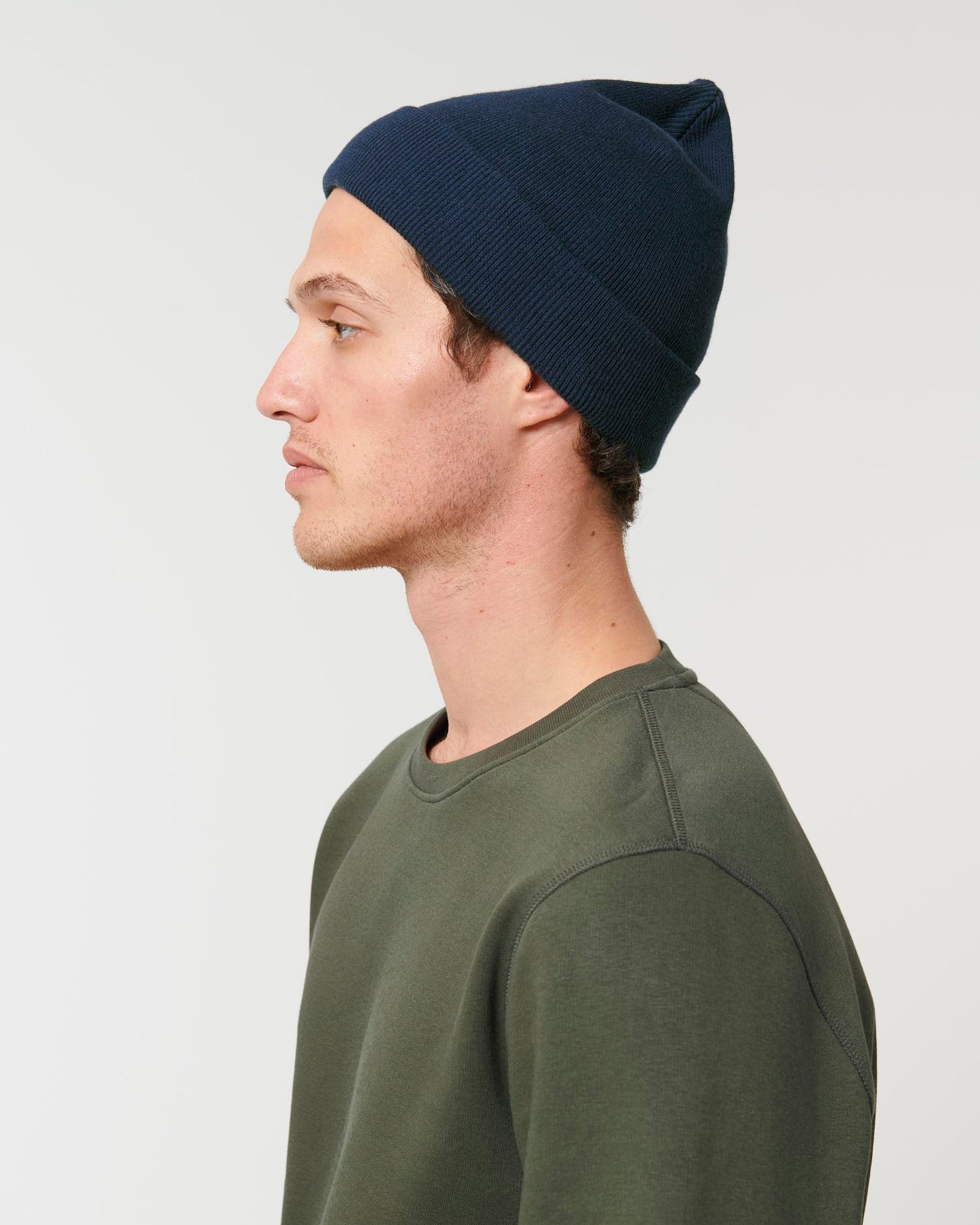 Rib Beanie - French Navy - Vorderseite Detail