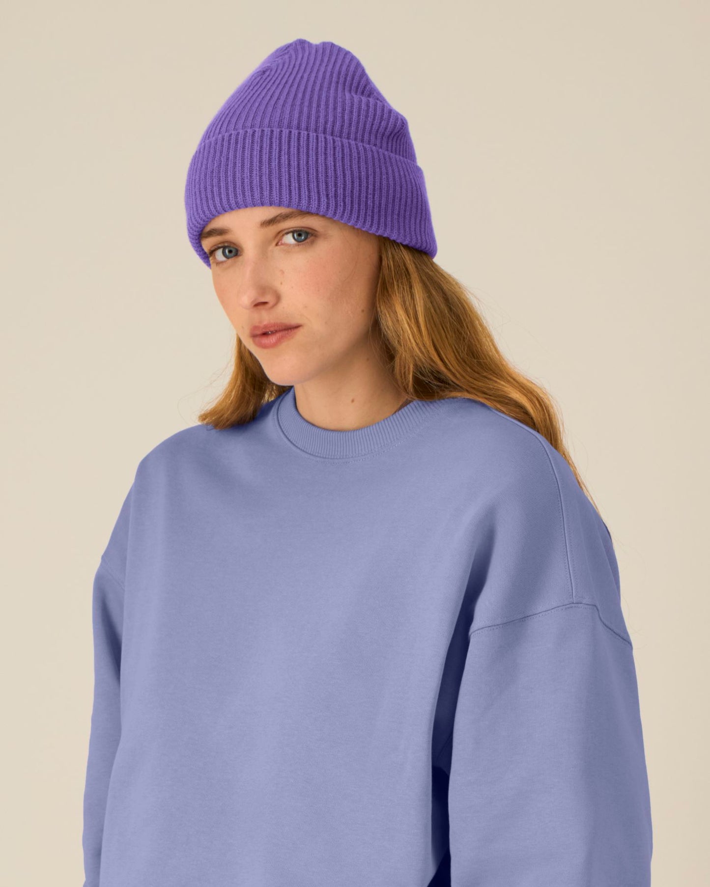 Fisherman Beanie - Purple Love - Vorderseite Detail