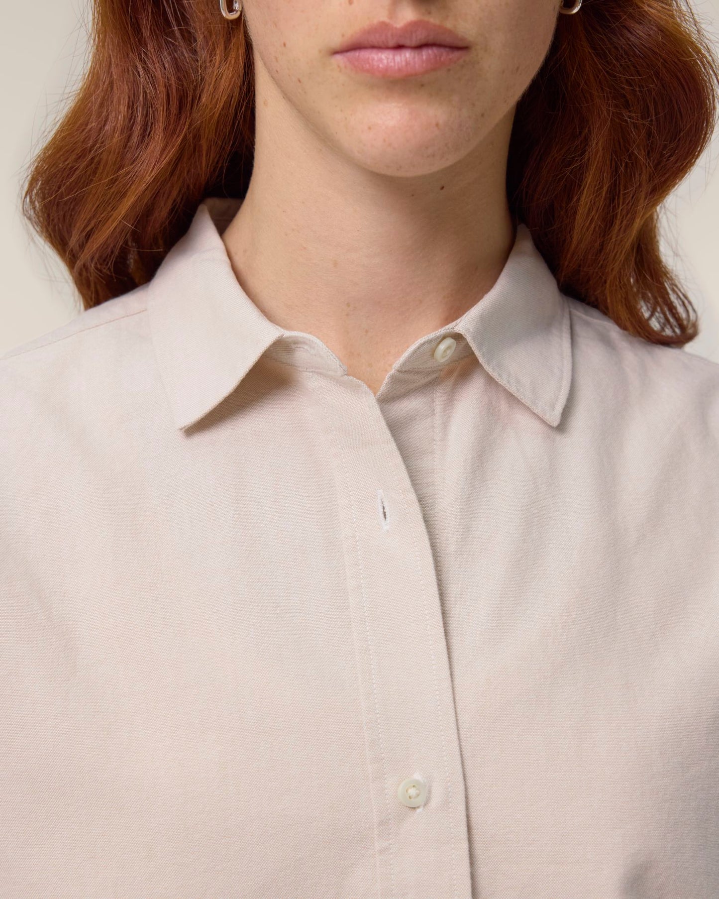 Stella Oxford Shirt - Beige Oxford - Vorderseite Detail