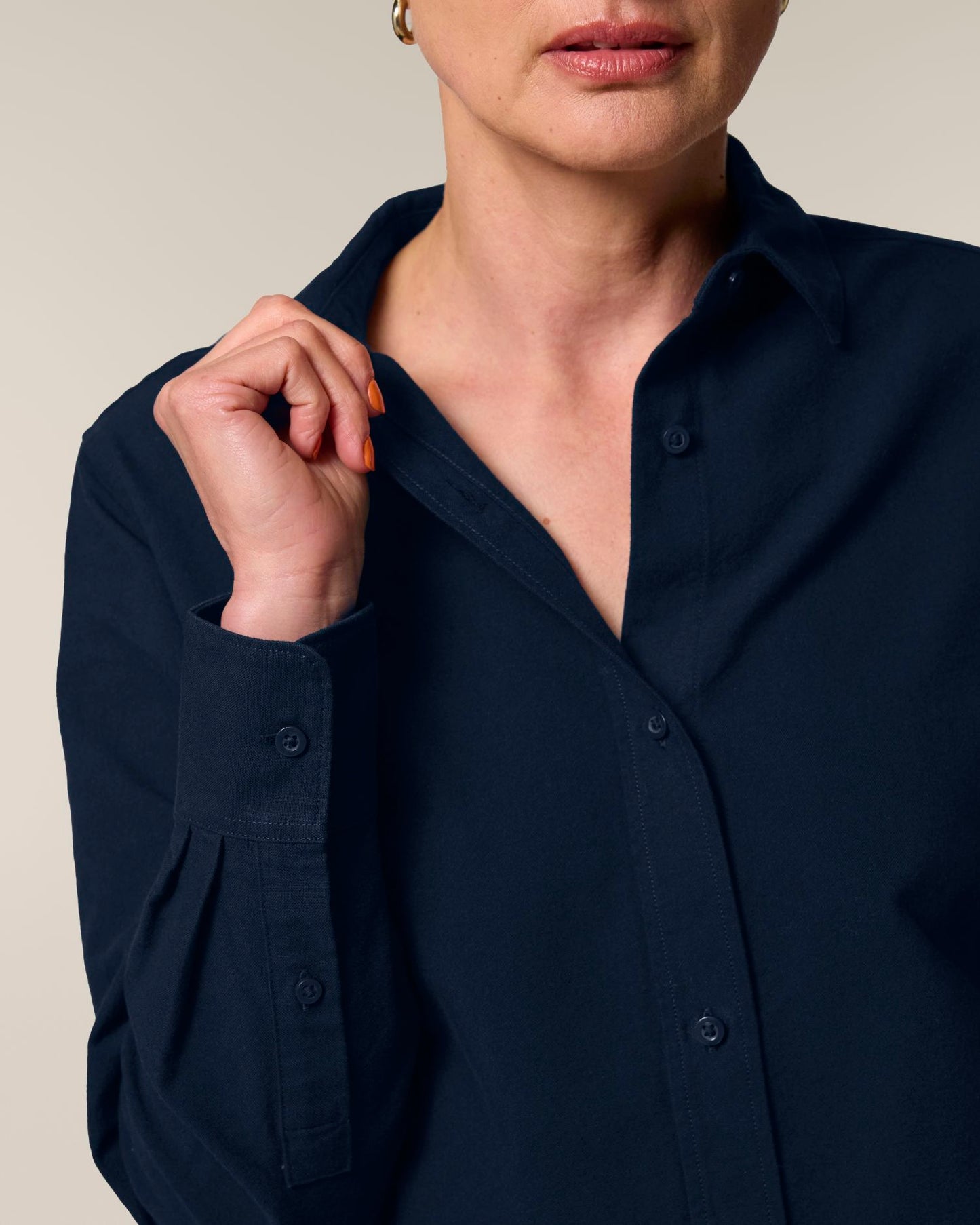 Stella Oxford Shirt - French Navy - Vorderseite Detail