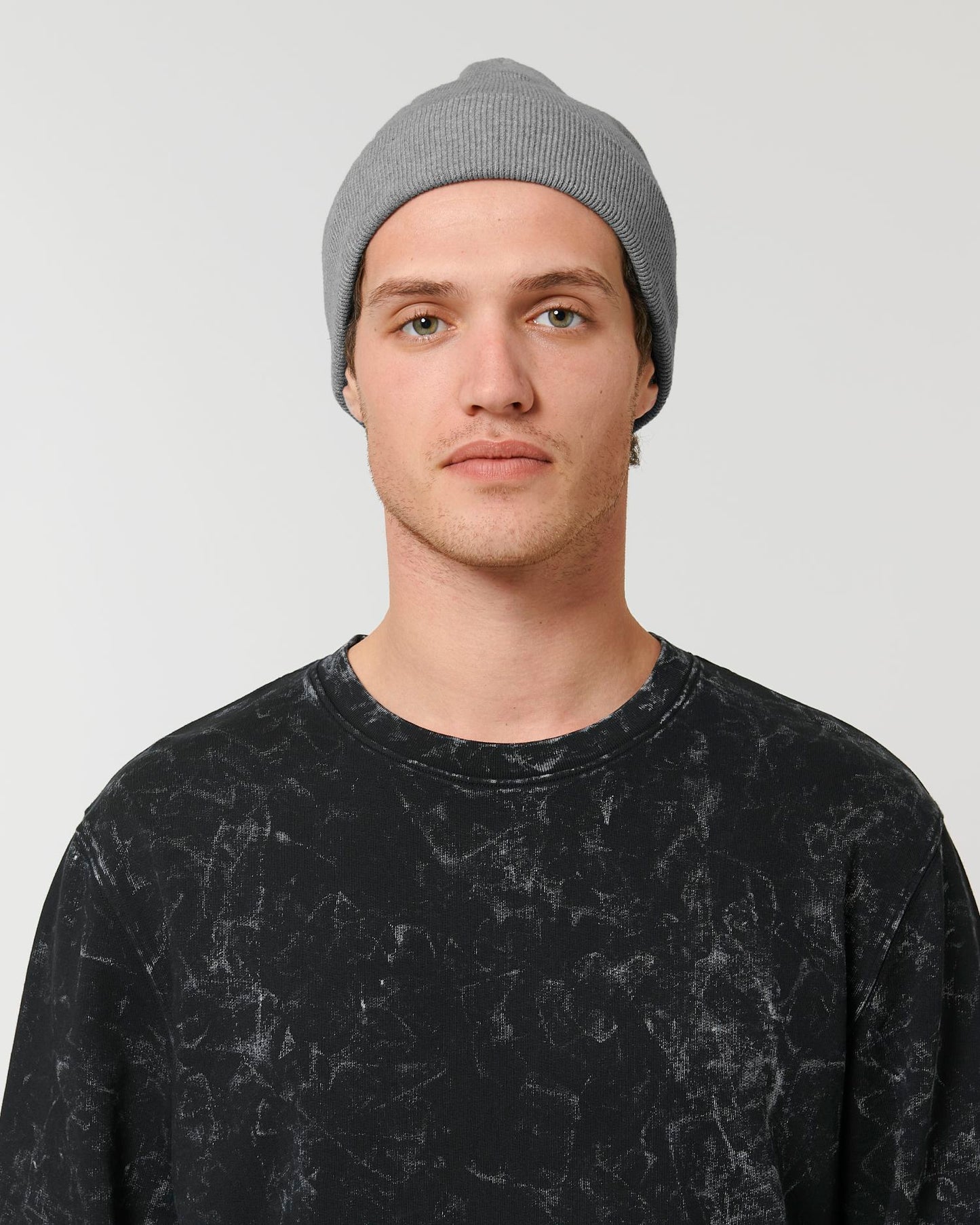 Rib Beanie - Mid Heather Grey - Vorderseite