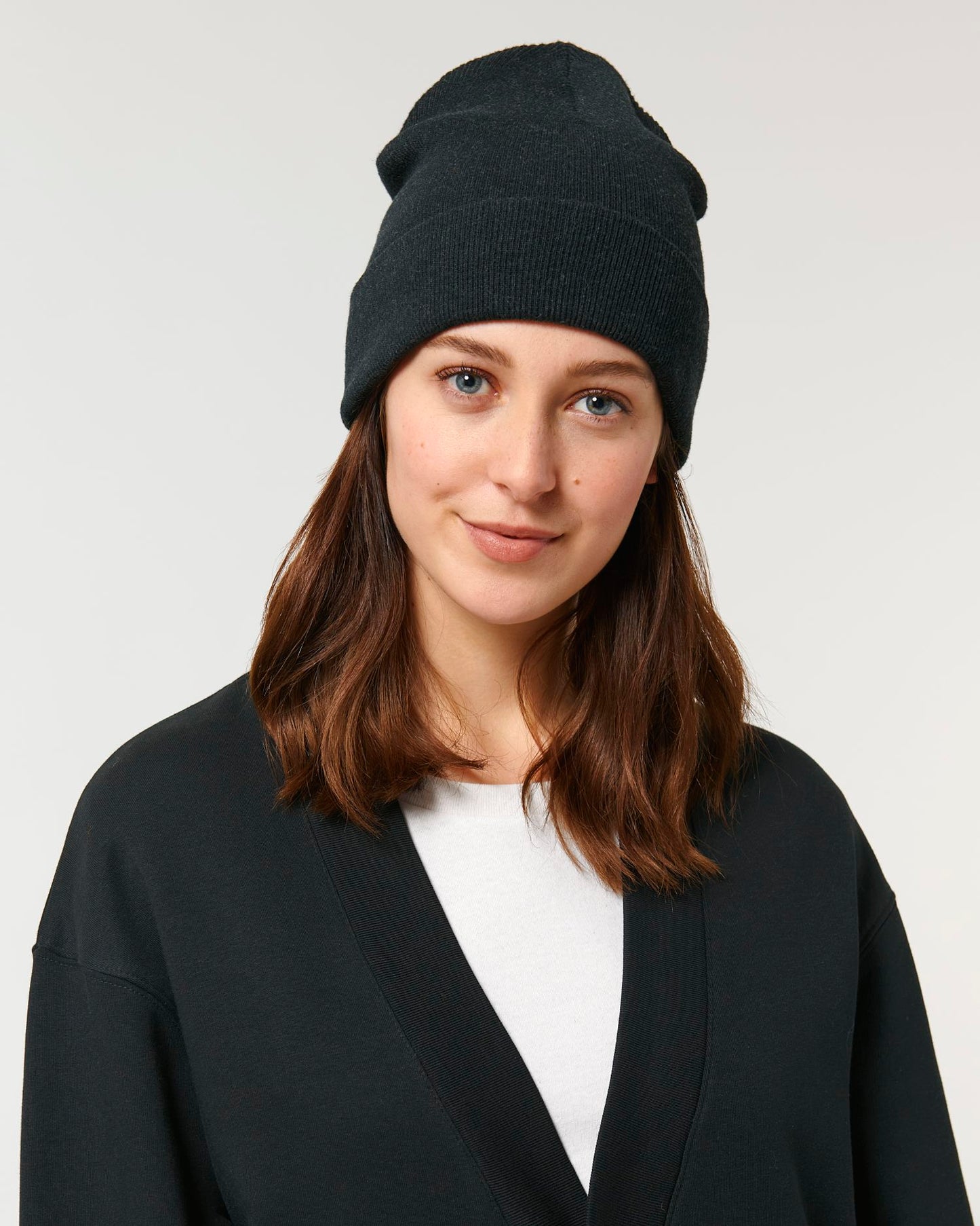 Rib Beanie - Black - Vorderseite