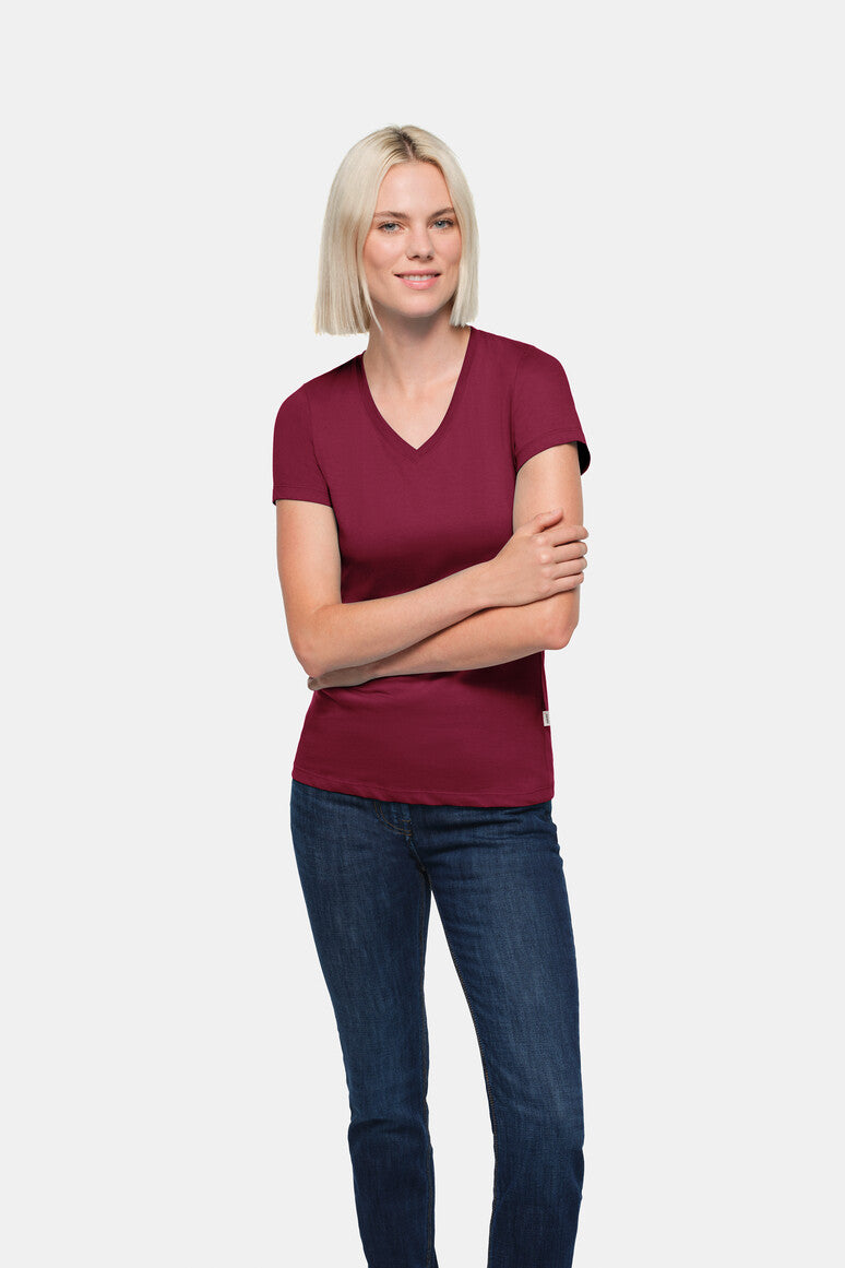 HAKRO Damen V-Shirt Classic - Weinrot - 5