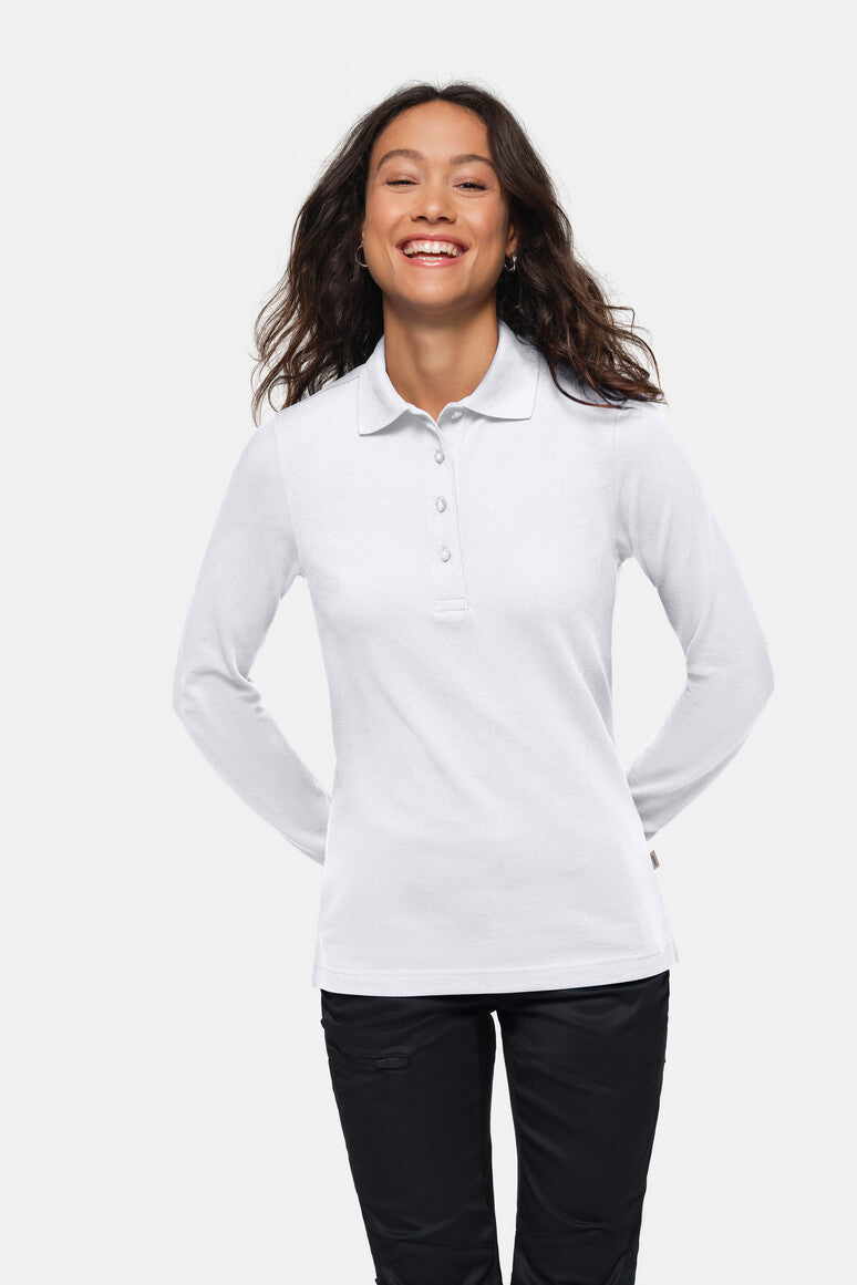 HAKRO Damen Longsleeve-Poloshirt MIKRALINAR® - Weiß - 5