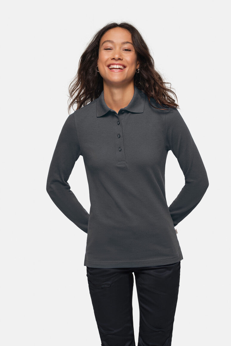 HAKRO Damen Longsleeve-Poloshirt MIKRALINAR® - Anthrazit - 5