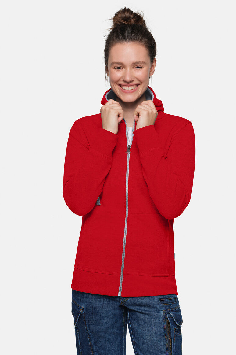 HAKRO Damen Kapuzenjacke Bonded ECO - Rot/silber - 5
