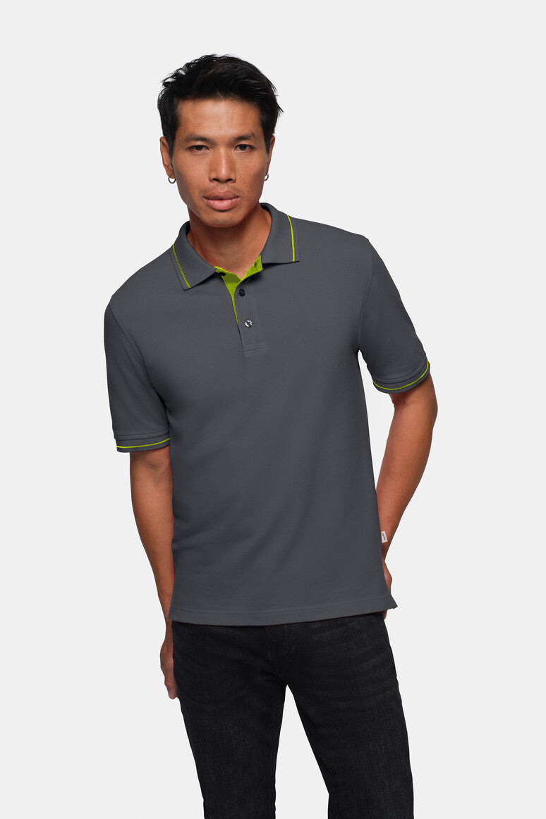 HAKRO Poloshirt Casual - Anthrazit/kiwi - 5