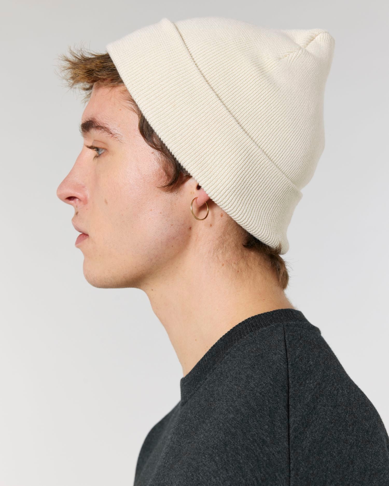 Rib Beanie - Natural - Vorderseite Detail