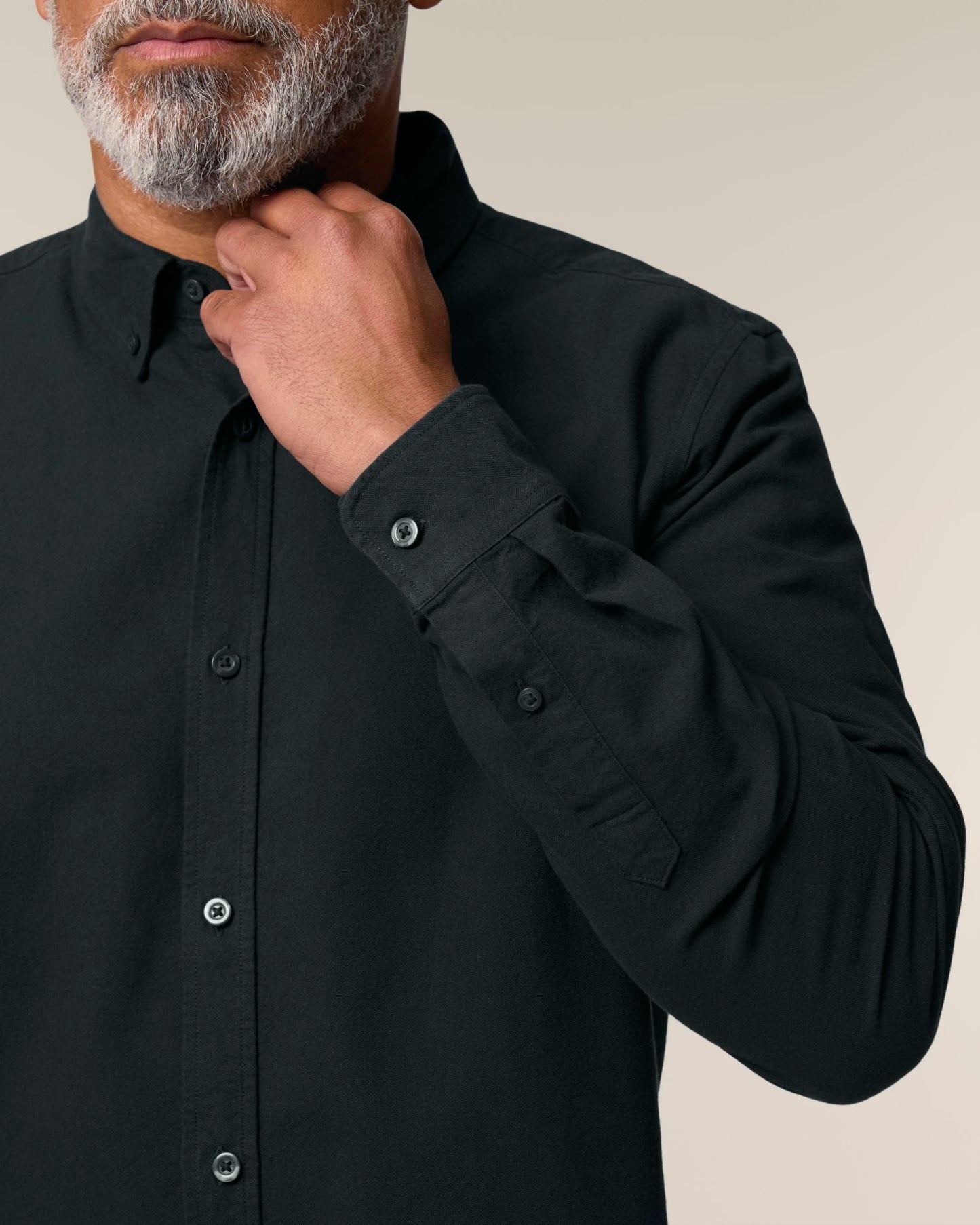 Stanley Oxford Shirt - Black - Vorderseite Detail