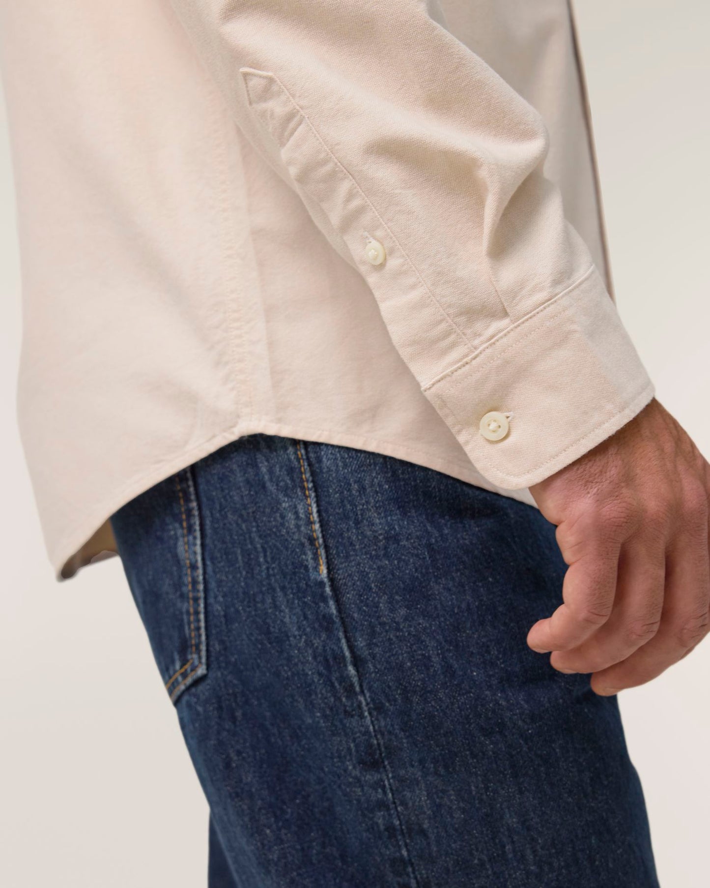 Stanley Oxford Shirt - Beige Oxford - Vorderseite Detail