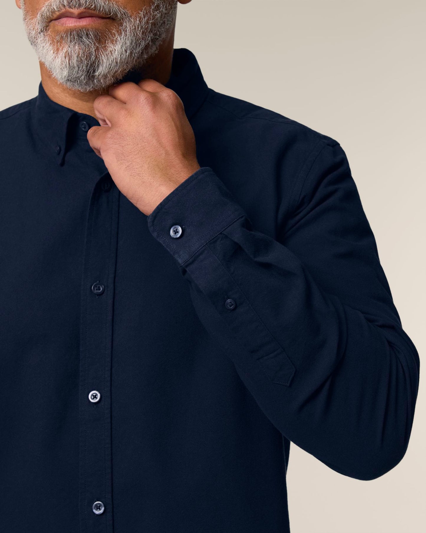 Stanley Oxford Shirt - French Navy - Vorderseite Detail