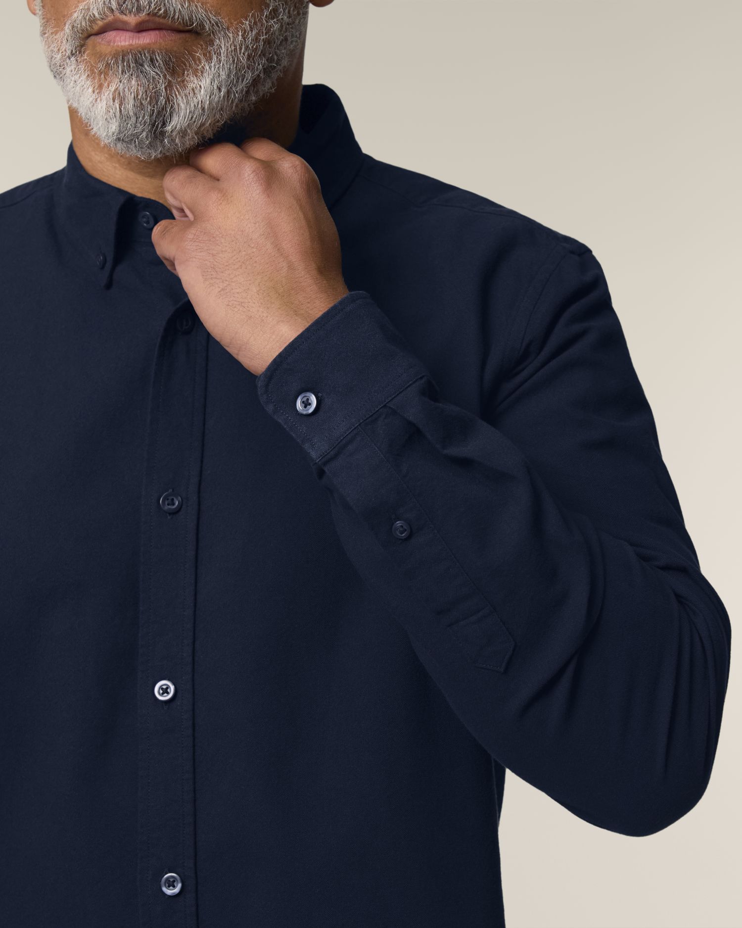Stanley Oxford Shirt - French Navy - Vorderseite Detail
