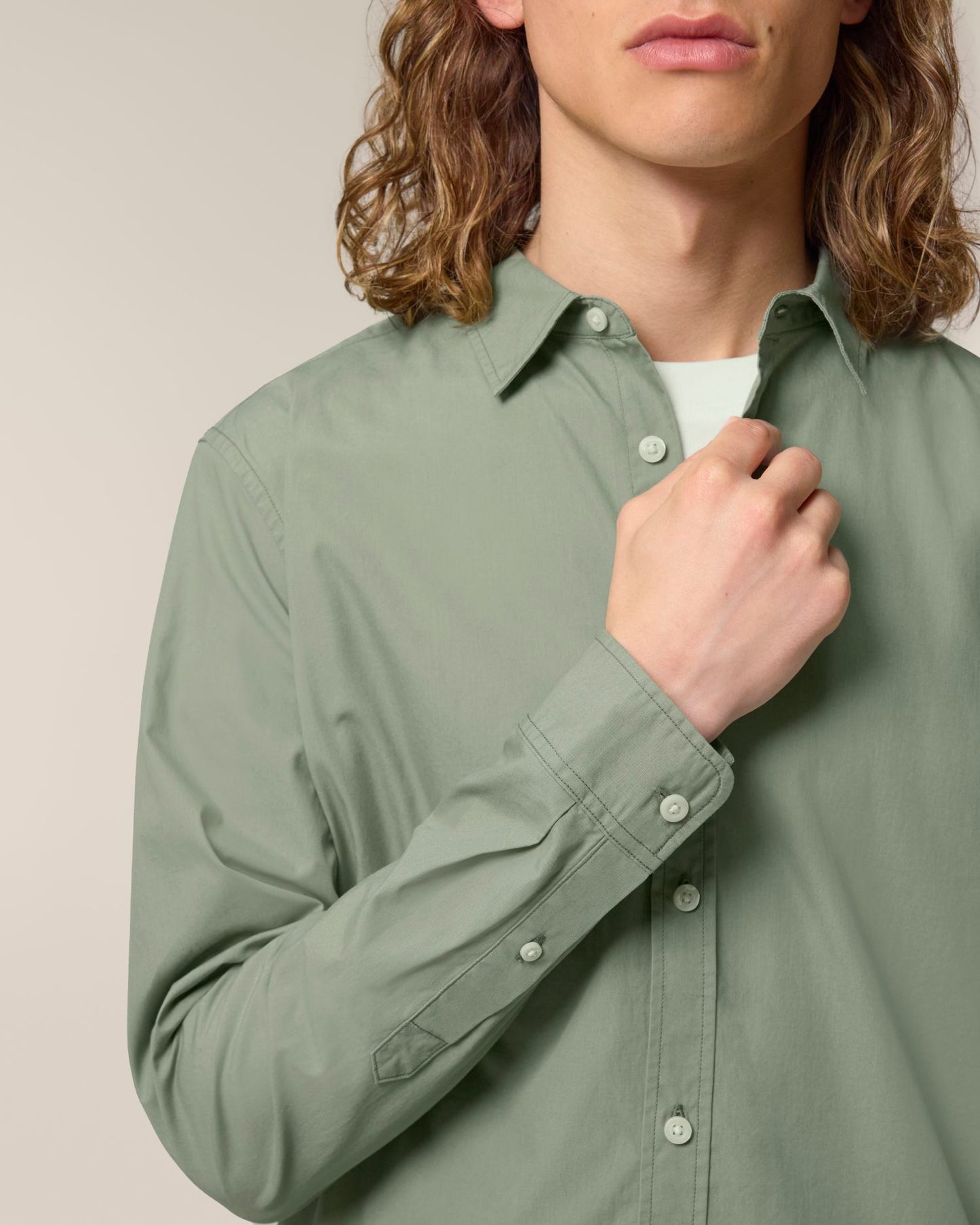 Stanley Styler Shirt - Soft Khaki - Vorderseite Detail