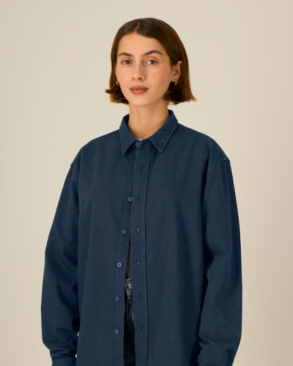 Worker Shirt - G.Dyed Navy - Vorderseite Detail