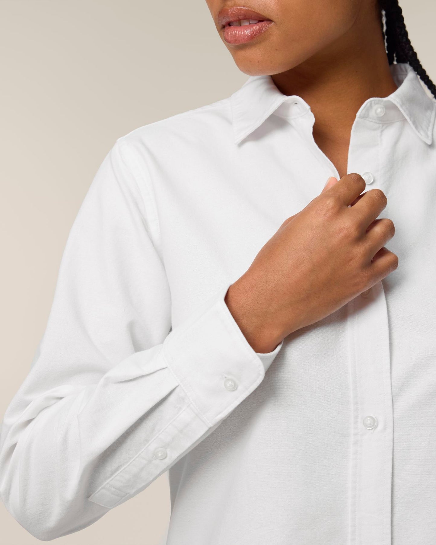 Stella Oxford Shirt - White - Vorderseite Detail