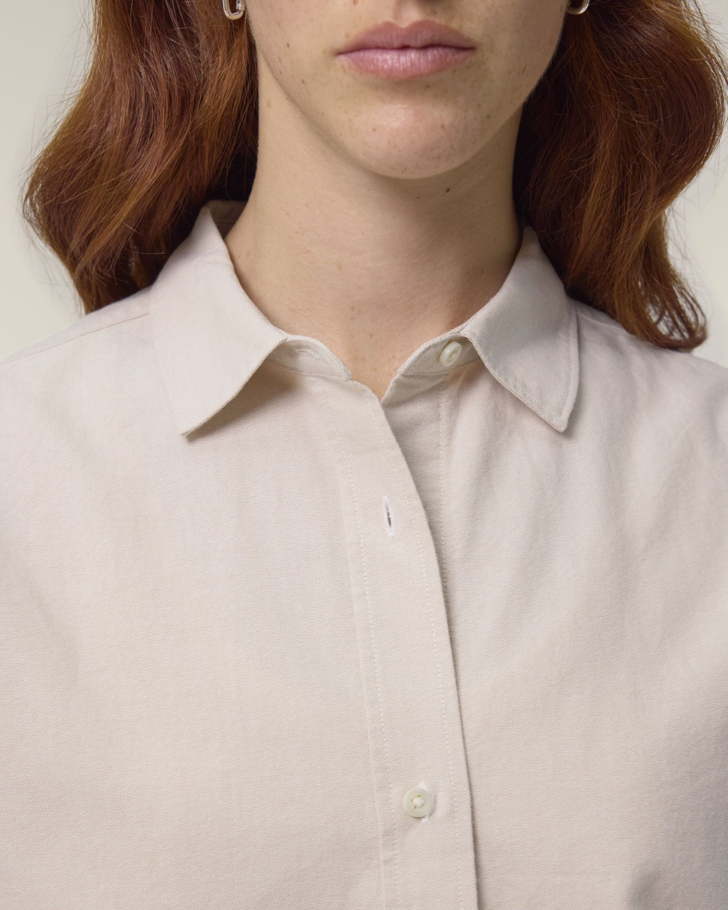 Stella Oxford Shirt - Beige Oxford - Vorderseite Detail
