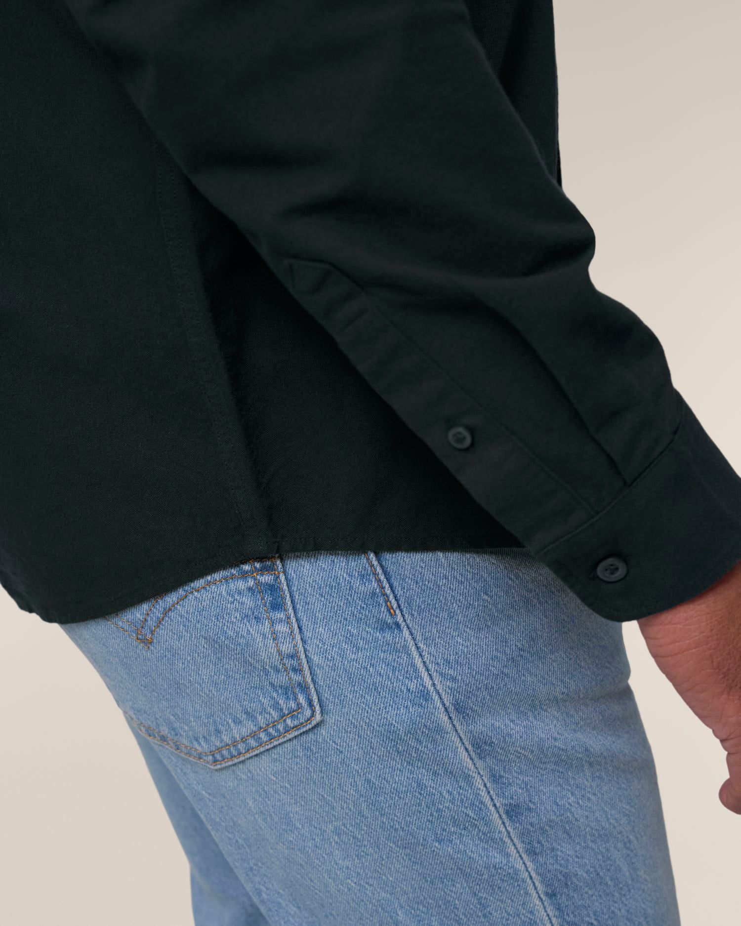 Stanley Oxford Shirt - Black - Vorderseite Detail