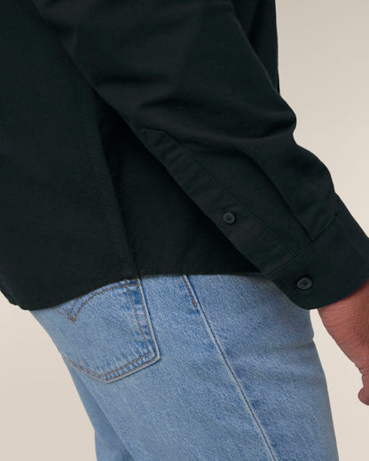 Stanley Oxford Shirt - Black - Vorderseite Detail