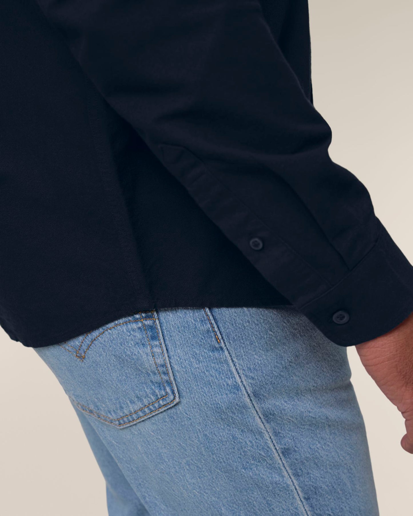 Stanley Oxford Shirt - French Navy - Vorderseite Detail