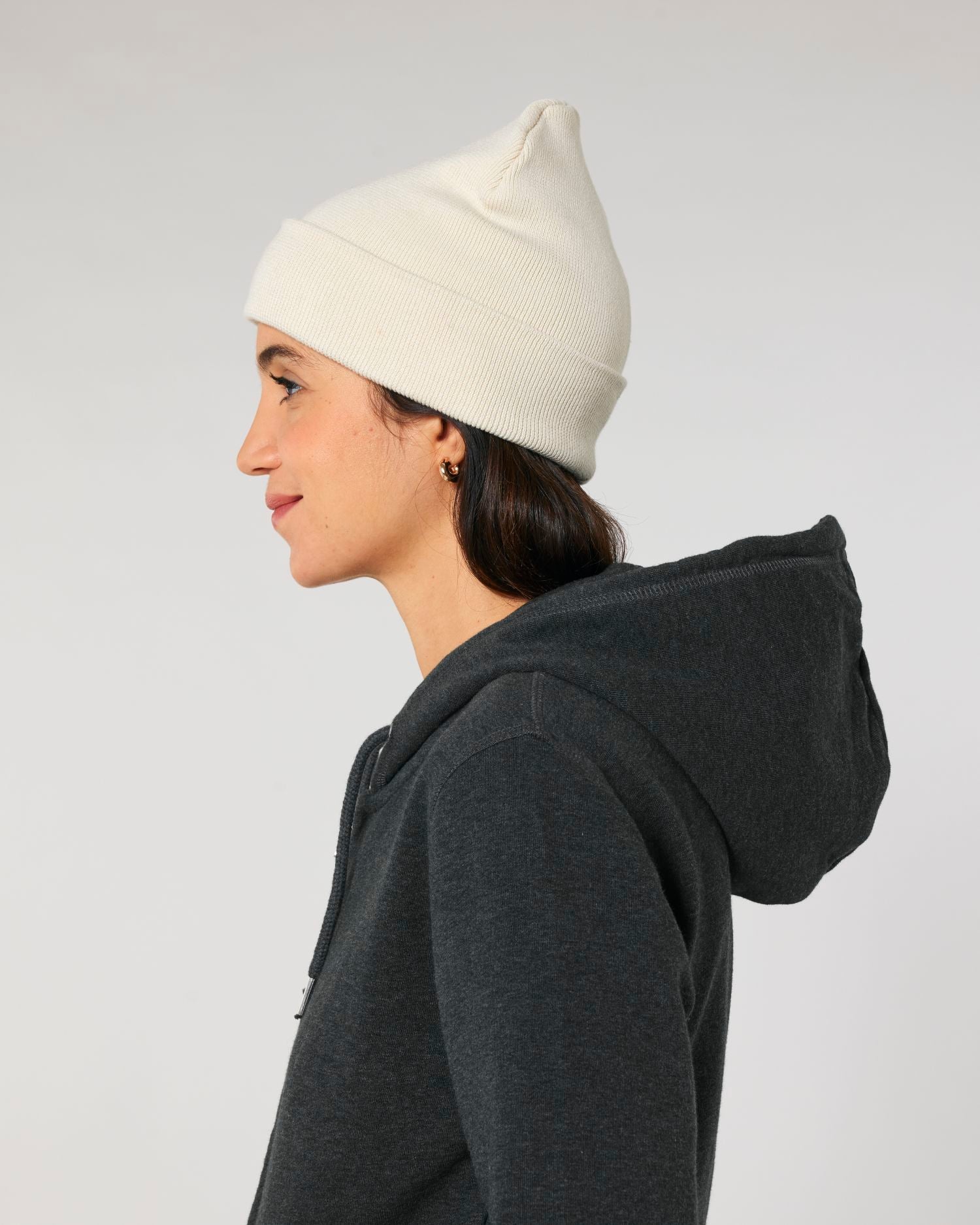 Rib Beanie - Natural - Vorderseite Detail