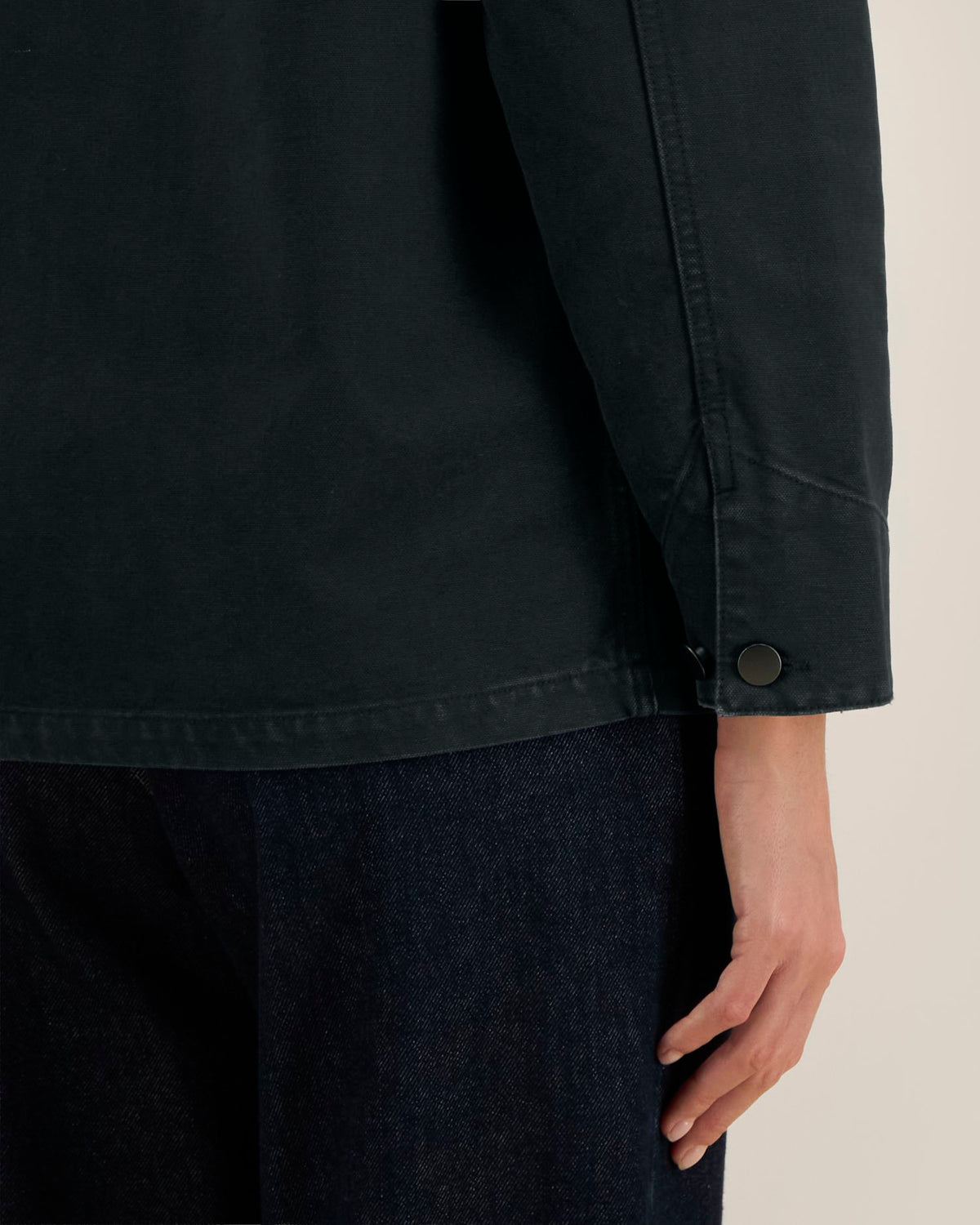 Chore Jacket - G. Dyed Black - Vorderseite Detail