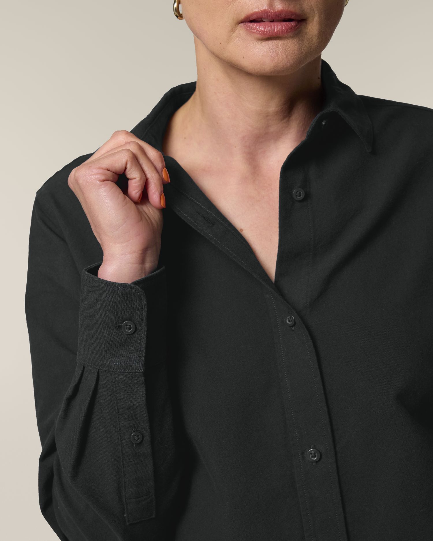 Stella Oxford Shirt - Black - Vorderseite Detail