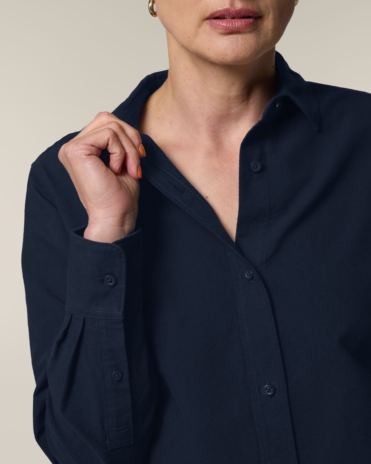 Stella Oxford Shirt - French Navy - Vorderseite Detail