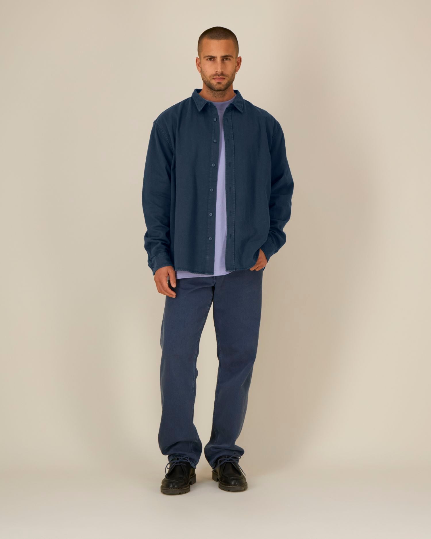 Worker Shirt - G.Dyed Navy - Vorderseite 