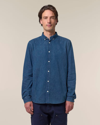Stanley Denim Shirt - Mid Wash - Vorderseite 