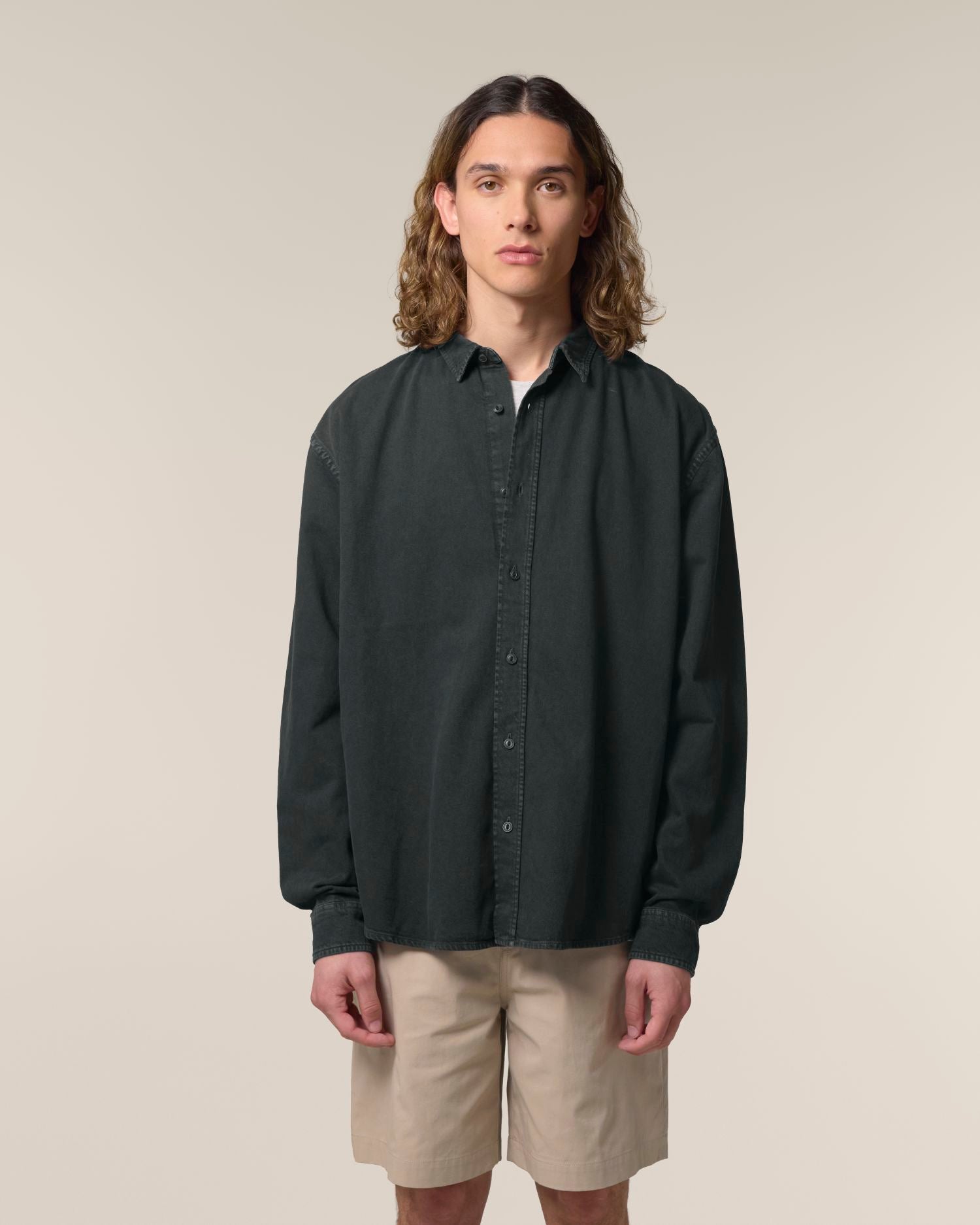 Worker Shirt - G. Dyed Black Rock - Vorderseite 