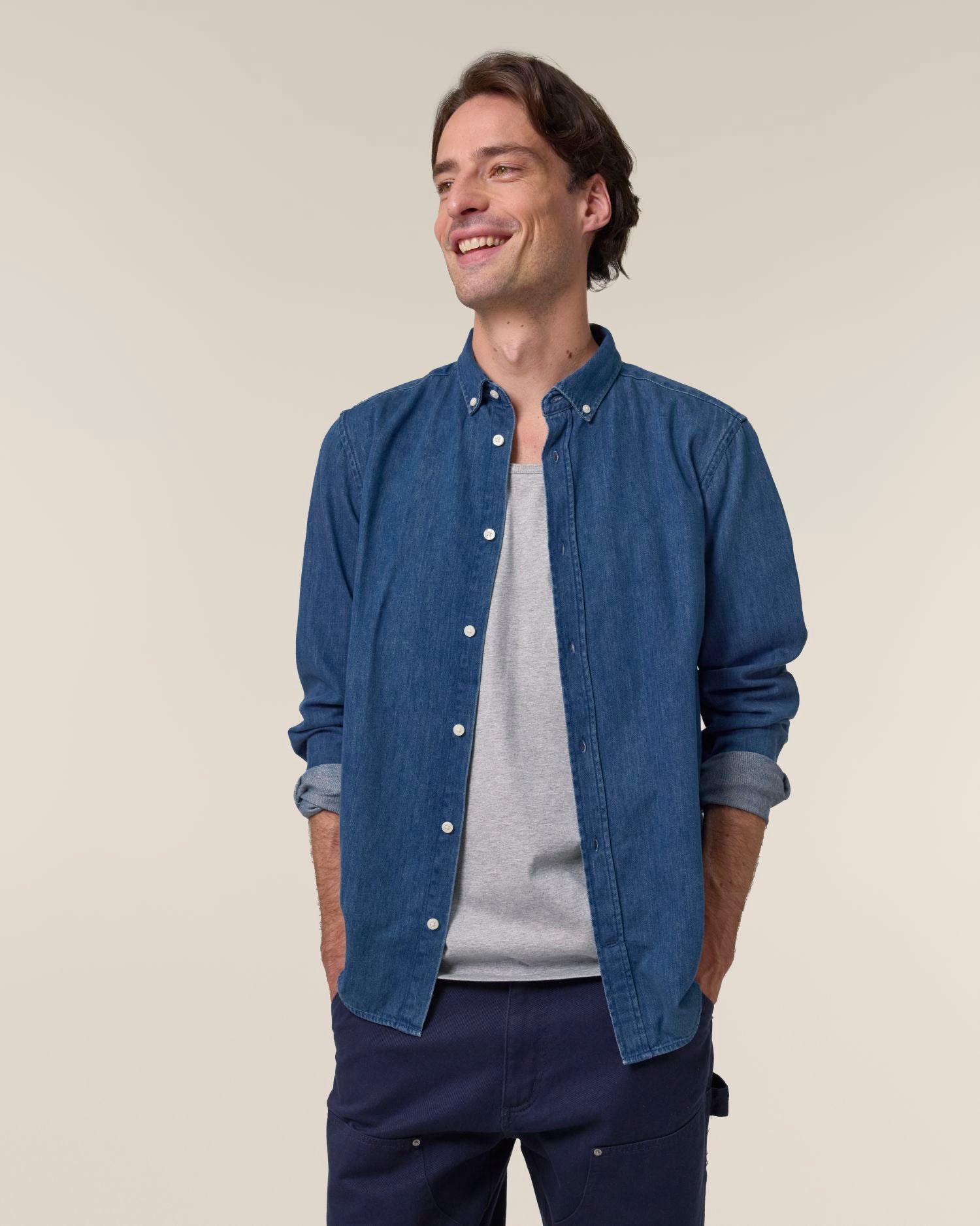 Stanley Denim Shirt - Mid Wash - Vorderseite 