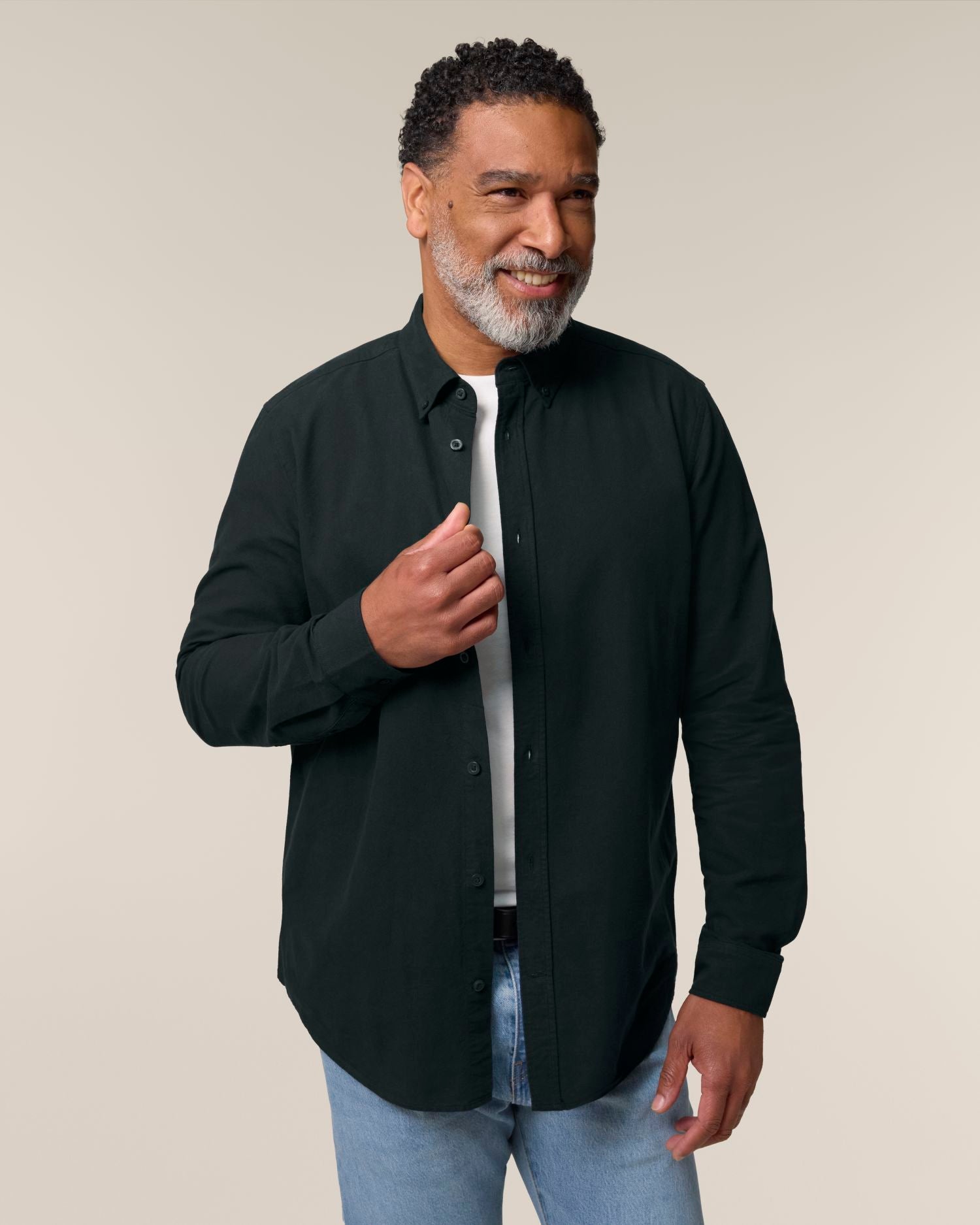Stanley Oxford Shirt - Black - Vorderseite 