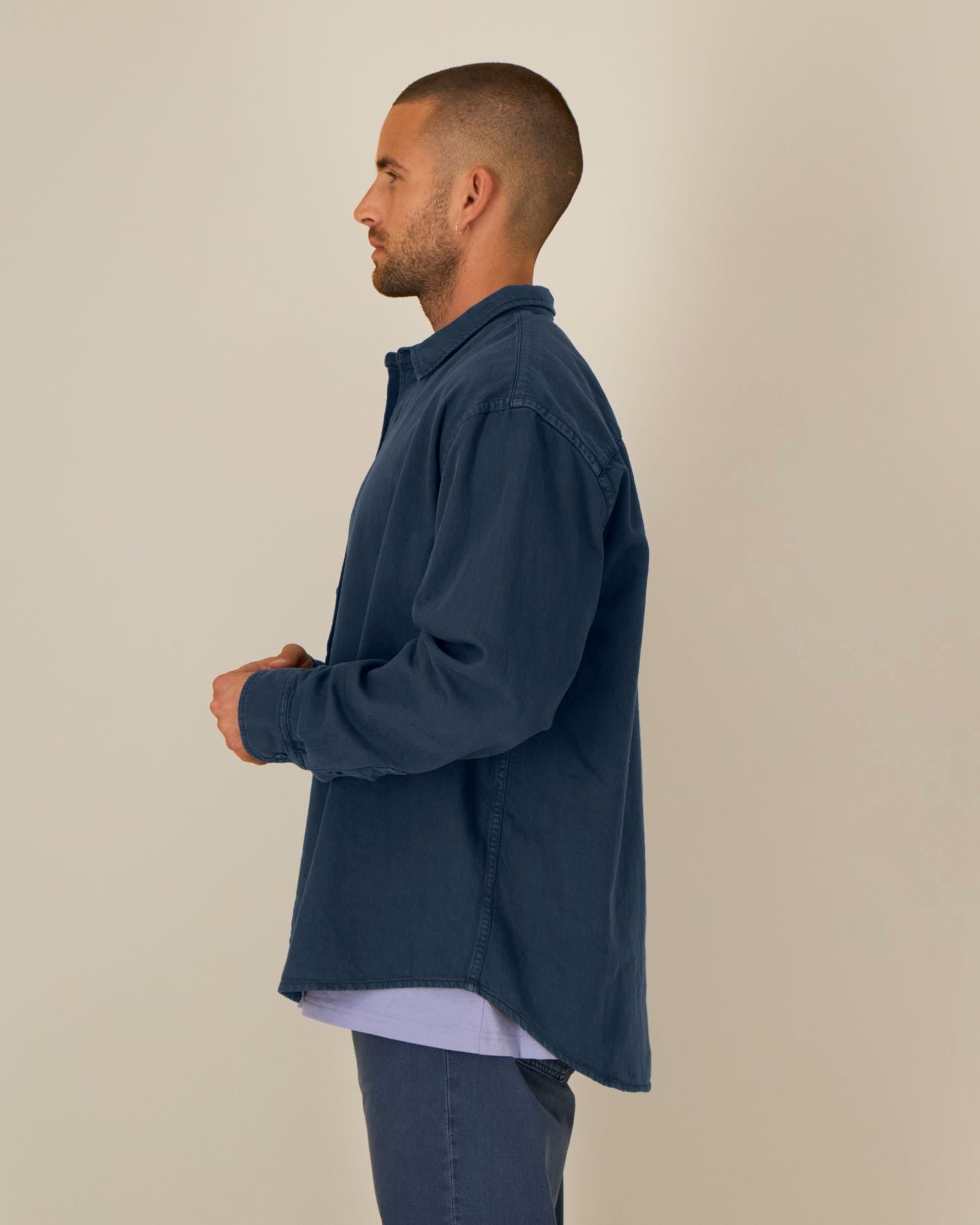 Worker Shirt - G.Dyed Navy - Vorderseite 