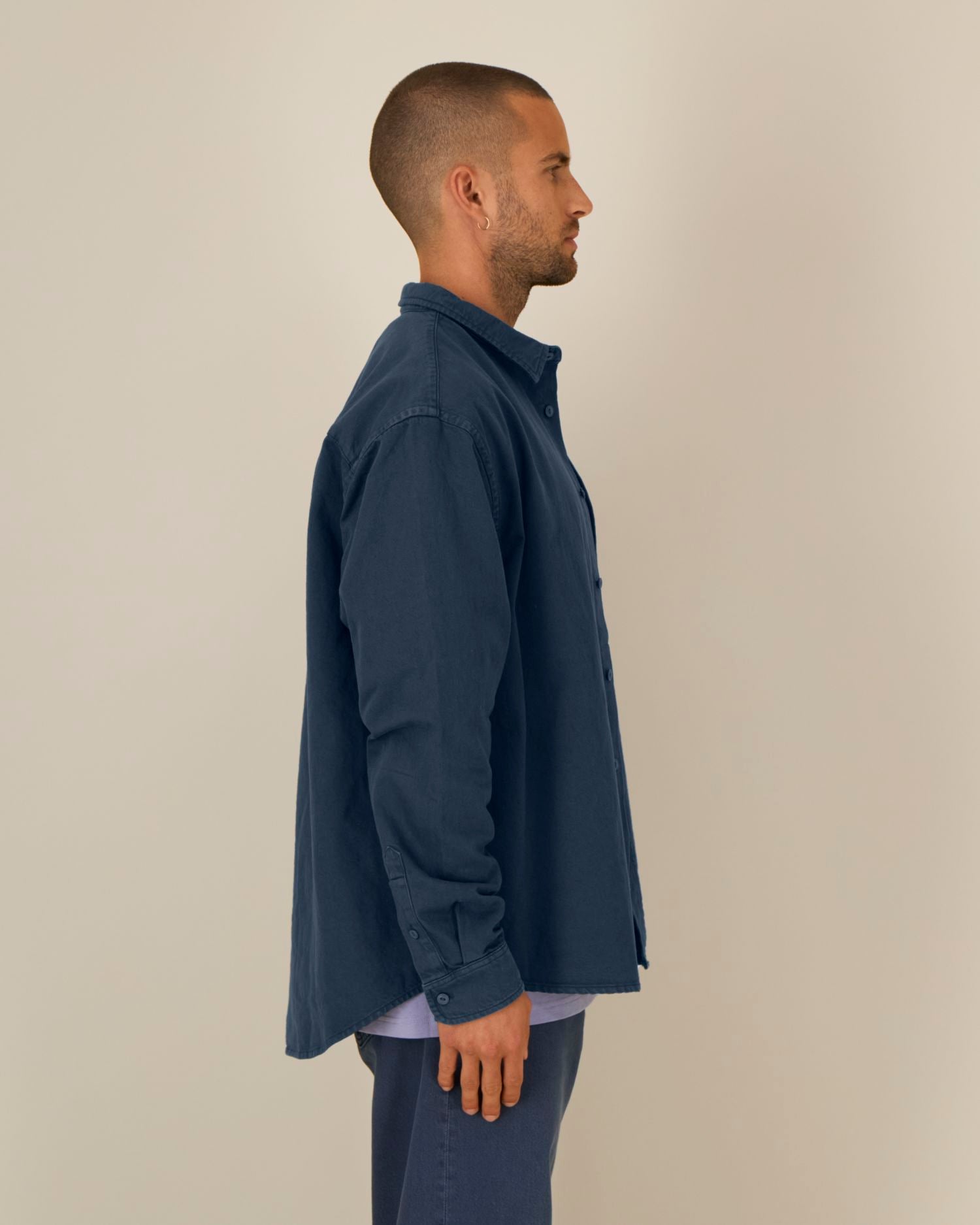 Worker Shirt - G.Dyed Navy - Vorderseite 