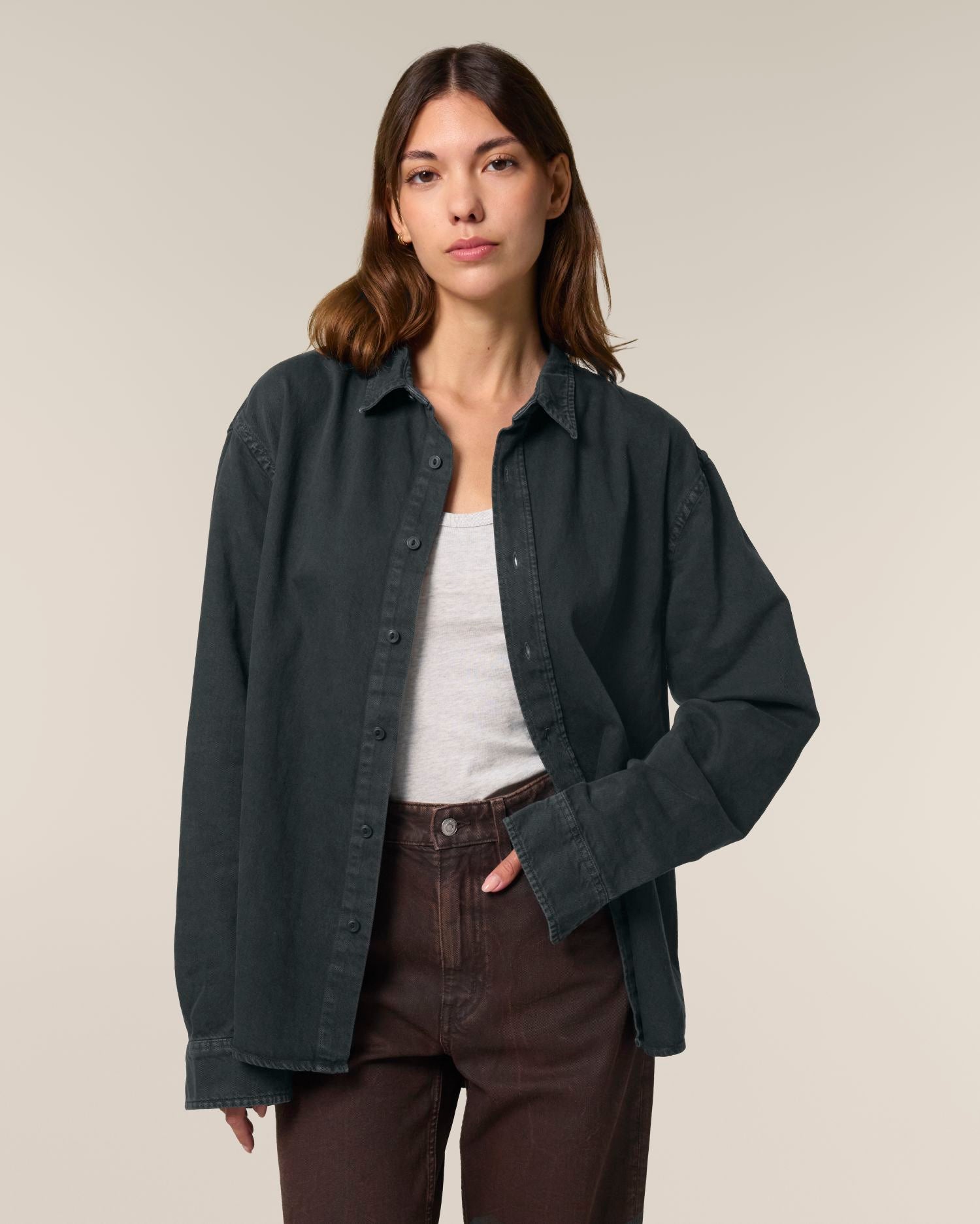 Worker Shirt - G. Dyed Black Rock - Vorderseite 