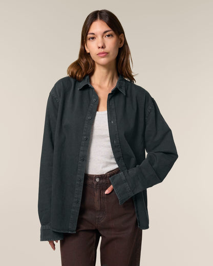 Worker Shirt - G. Dyed Black Rock - Vorderseite 