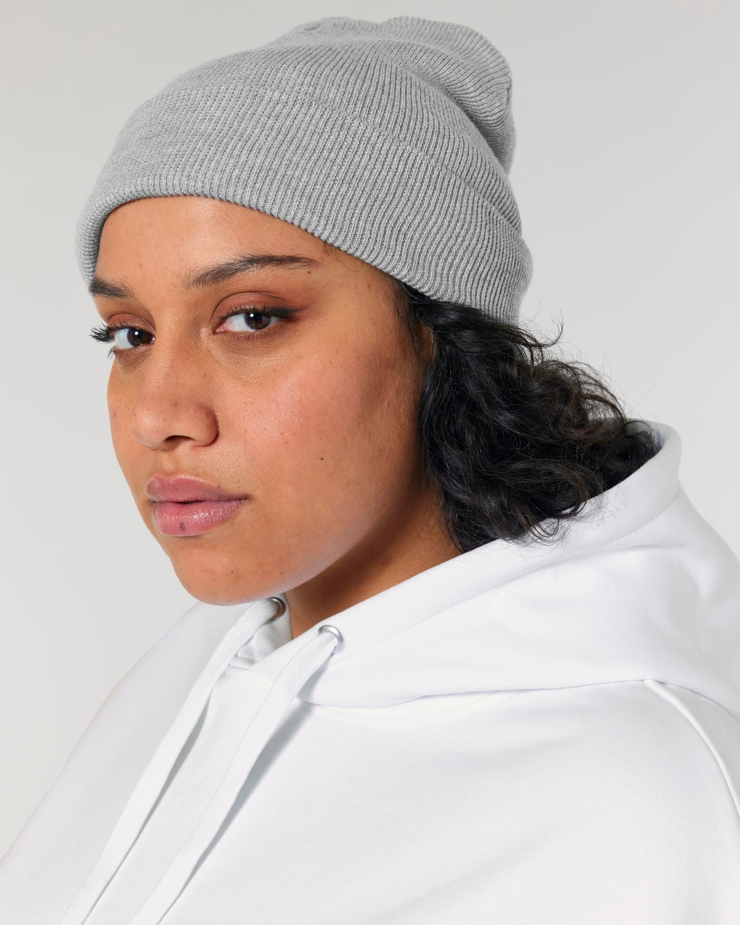 Rib Beanie - Heather Grey - Vorderseite 