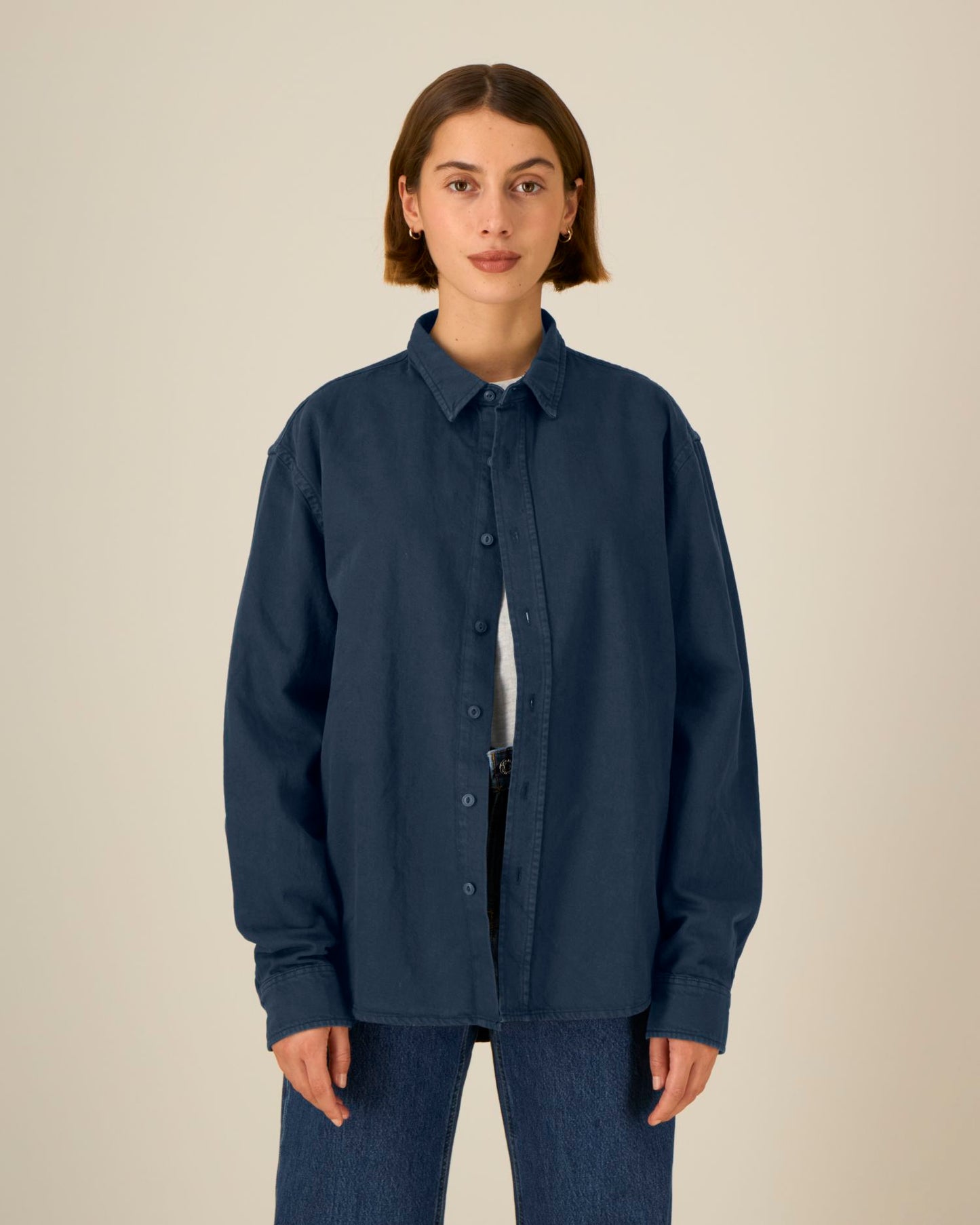 Worker Shirt - G.Dyed Navy - Vorderseite 