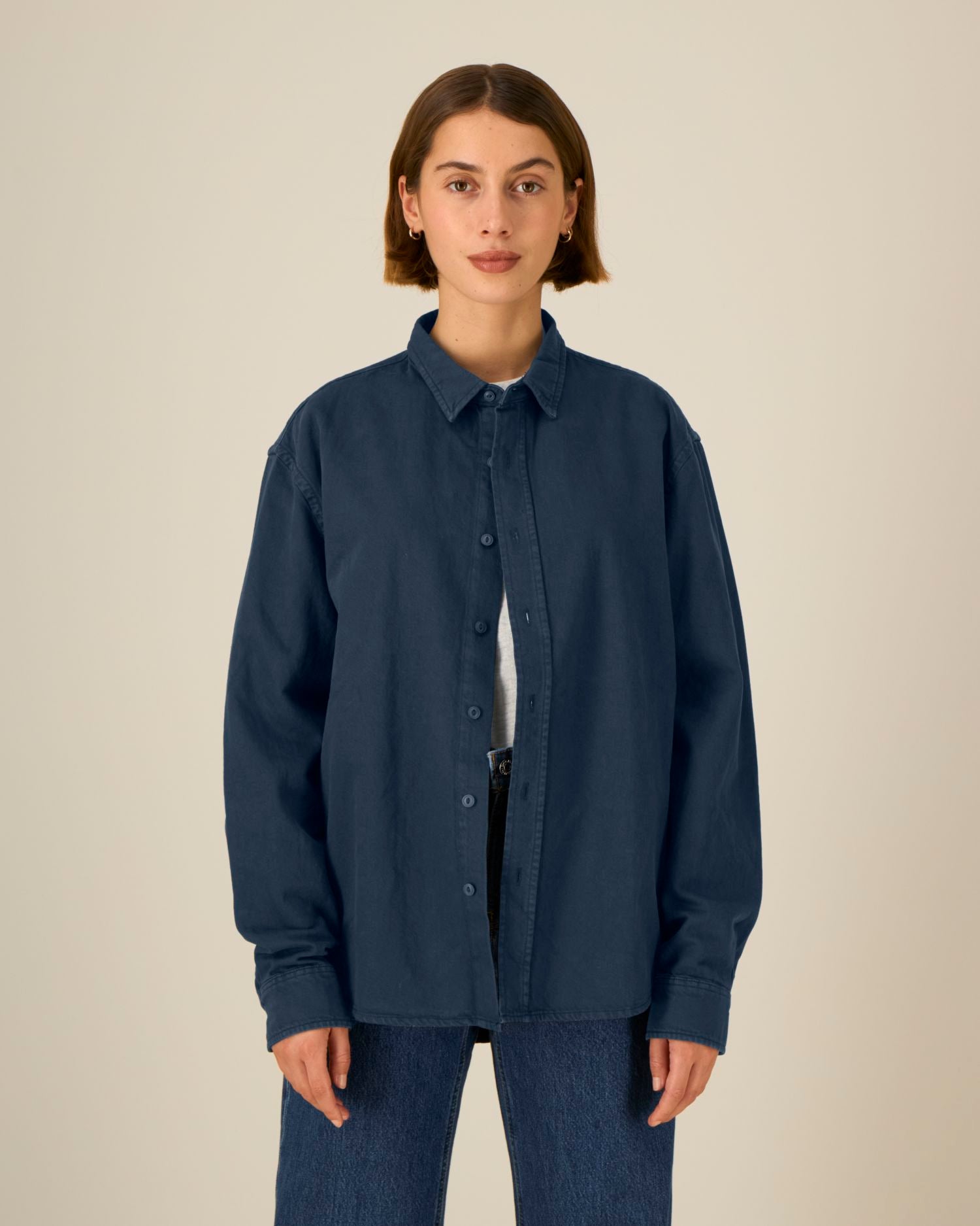 Worker Shirt - G.Dyed Navy - Vorderseite 