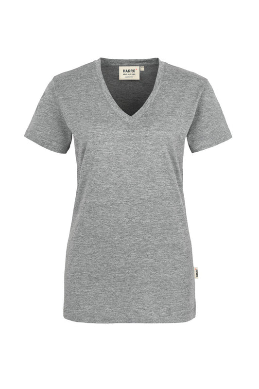 HAKRO Damen V-Shirt Classic - Grau meliert - 1