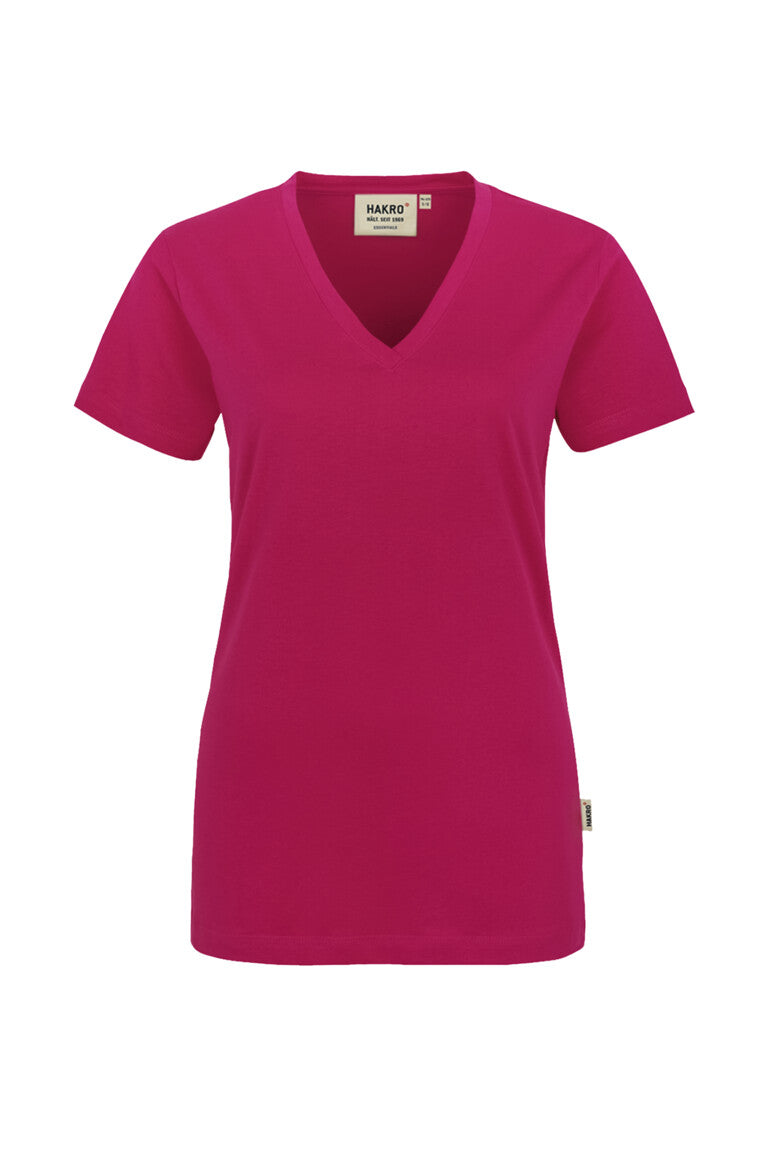 HAKRO Damen V-Shirt Classic - Magenta - 1