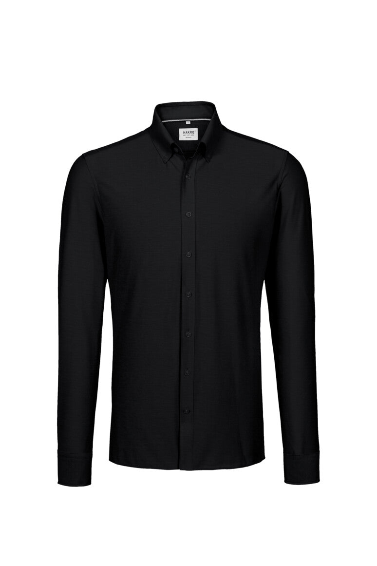 HAKRO Hemd Natural Stretch Regular - Schwarz - 1