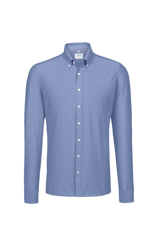HAKRO Hemd Natural Stretch Regular - Ozeanblau - 1