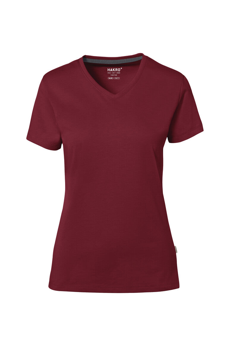 HAKRO COTTON TEC® Damen V-Shirt - Weinrot - 1