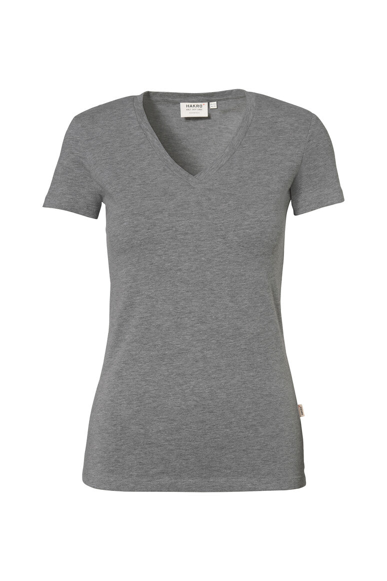 HAKRO Damen V-Shirt Stretch - Grau meliert - 1