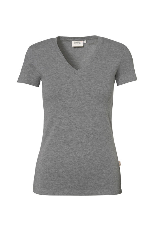 HAKRO Damen V-Shirt Stretch - Grau meliert - 1