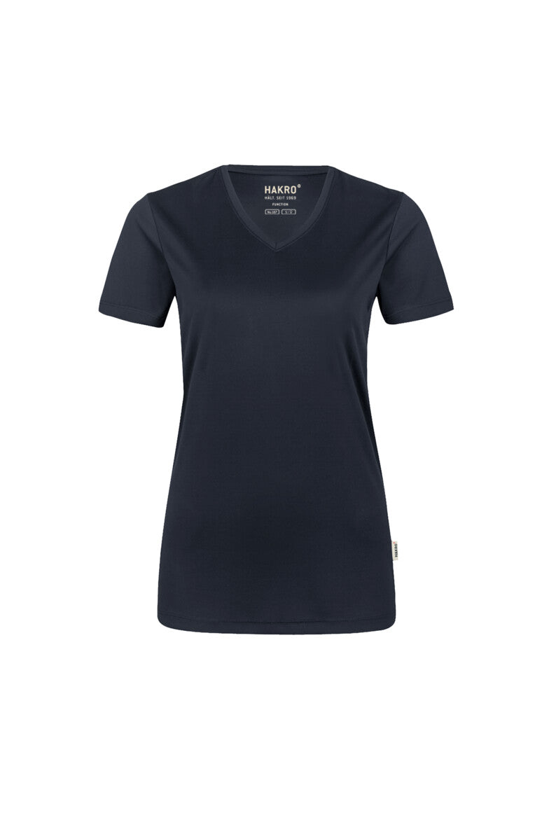 HAKRO Damen V-Shirt COOLMAX® - Tinte - 1